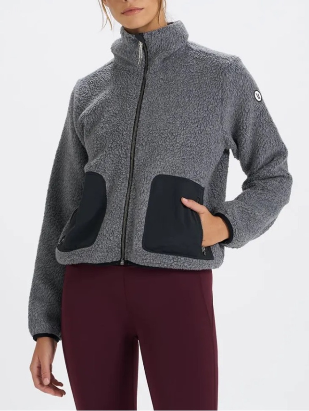 Vuori Grey Sherpa Zip-Up Jacket